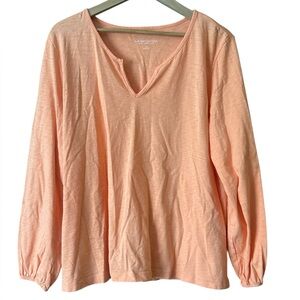 Soft Surroundings Orange Long Sleeve 100% Cotton Blouse Top Sz 2X Plus